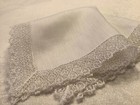 9968    antique 20s Batiste Bridal White Wide Lace Wedding Handkerchief