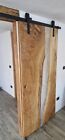 Sliding Barn Door     Rustic Farmhouse Style Interior Door  Solid Wood White Resin