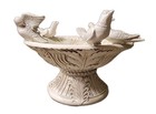 Greek Styled Birdbath Resin Pedestal Bowl 13 dia  6 Removable Birds Heavy Mint 