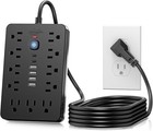 6 Ft Flat Plug Surge Protector Power Strip 11 Multiple Ac Outlets With 6 Usb Por
