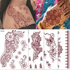 Red  Brown Tattoo Sticker Lace Flower Temporary Fake Tattoo Body Art Lasting