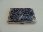 Unusual Antique Sterling Silver Lapis Stone Inlaid Cigarette Case