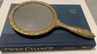 Vintage Embossed Silver Plated 9    Ornate Vanity Hand Held Mirror Brass Finish