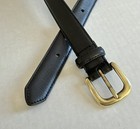 Euc   janie And Jack Belt   child 2t-3t   black   genuine Leather   brass Buckle   preppy