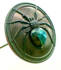 Antique Carnival Glass Hatpin Impressive  king Spider  Wonderful Weaver Of Luck