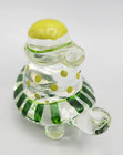 Vintage Murano Style Hand Blown Glass Turtle Figurine Green Polka Dot Paperweigh