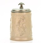 Regensburg Antique German Lidded Mug Beer Stein Westerwald Ca 1880