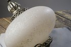 Mcm Swag Light Fixture And Bulb Shade Frosted Glass Splatter Design White Gold
