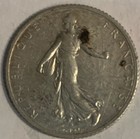 1916 French 1 Franc  83 5  Silver  World War I Era Sower  la Semeuse 