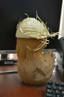Hand Carved Coconut Monkey Display Stand Souvenir 10 