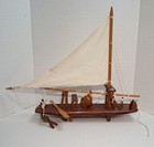 Vintage Sail Boat Model Wood Raft 17  Tall Nautical Decor Wooden Ship Yacht 