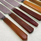 Set Of 9 Vintage Multi-color Butterscotch Bakelite Dinner Knives - Art Deco