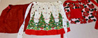Vintage Christmas Linens Lot Of 19  Pc Aprons Tablecloths Napkins