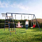 6-in-1 Kids Swing Set Backyard Playground Set 3 Seats Metal Swings Set Outdoor