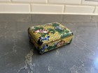 Antique Cloisonne Floral Trinket Jewelry Box Yellow   Blue Enamel Chinese  Vtg