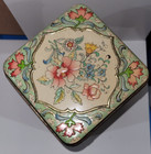 Vintage Floral Tin Box Hinged Lid Made In Holland - Daher Brand - Granny Chic