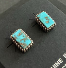 Vintage Navajo Sterling Turquoise Post  Earrings Signed A