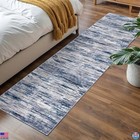 Luxurious 2x7 Navy Blue   Gray Abstract Runner Rug - Soft  Non-slip  Washable