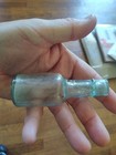 Antique Tiny Aqua Miniature Blown Bottle 1800s Marked Chef 3 75  No Damage