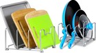 Kitchen Cabinet Pantry And Bakeware Organizer Rack Holder  Silver - 2 Pack