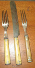 Antique Civil War Era Forks And Knife Bone Handles Vintage American Cutlery Co