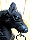 Antique Horse Head Large 14 Lb  Heavy Cast Iron Double Ring Hitching Post Topper