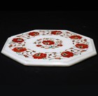 Marble Inlay Coffee Table Top Handmade Antique Floral Carnelian Stone Home Decor