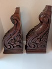 Vtg Pair 14 5  Solid Oak Corbels Fireplace Mantel Brackets Carved Grapes 1962