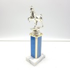 9 5  Vintage Equestrian Horse Trophy Metal Figure Italian Marble Base