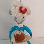 Vtg De Carlini Italian Blown Glass Mouse Maid Holding A Cake Ornament Blue 4 5 