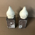 Antique Pair 11  Shabby Turned Wood Porch Finials Decorative Old Vtg 1192-26b