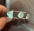Early Old Pawn Native Navajo Sterling Silver Royston Turquoise Cuff Bracelet