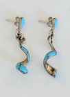 Vintage Native American Navajo Sterling Silver Turquoise Spiral Dangle Earrings