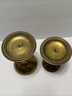 Vintage Pair Of Brass Pillar Candle Holders