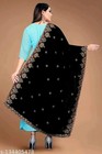 Heavy Embroidery Black Velvet Dupatta For Bride And Women 2 3 Mtr 