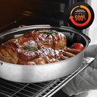 Nutrichef Oval Roasting Pan W  Polished Rack  Wide Handle   Stainless Steel Lid 