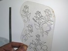 Vtg 1960s 1970s Tattoo Acetate Stencil Group Of Roses Lg  