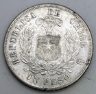 1885 3 So Chile 1 Peso Km 142 1 Silver  900 528k Minted Andean Condor Overdate