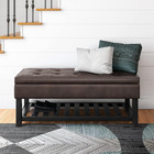 Cosmopolitan 44  Storage Ottoman Bench In Distressed Brown Vegan Leather