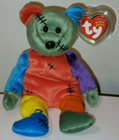 Ty Beanie Baby  Frankenteddy The Bear  blue green Feet  8 5  New Mwmts Plush Toy