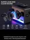 Eamogo Portable Karaoke Machine With Wireless Mics   Rechargeable Bluetooth Bass