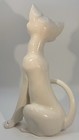 White Siamese Cat With Elongated Neck And Blue Eyes  Mid-century Modern