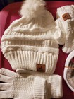 New Lorome Women   s Winter Set  Infinity Scarf  Beanie  And Gloves  Winter White