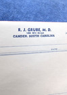C 1950 Vintage Medicine Pad For Pharmacist R j  Grube Md  Camden  South Carolina