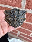 Antique Victorian Scroll Spider Medieval Repousse Bronze Tone Lady Belt Buckle