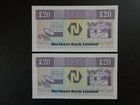 1no  1992 Northern Bank irish   20 Banknote Fresh Original Unc