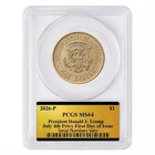  2026  p  President Donald J  Trump July 4th Privy  1 Coin Pcgs Ms 64 Fdoi Semiq