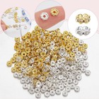 1 Box 400pcs 6mm Rhinestone Spacer Beads Crystal Rondelle Spacer Beads Gold