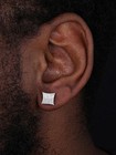 14k Gold Plated Real 925 Sterling Silver Cz Hip Hop Square Kite Earrings Aretes