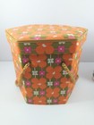Vtg Singer Hexagon Sewing Box Storage Caddy Mod Floral Orange   Pink W  Contents